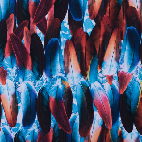 Compression Swimwear Tricot, UV Protective with Aloe Vera Microcapsules - Blue/Red Feather - Caye Collection