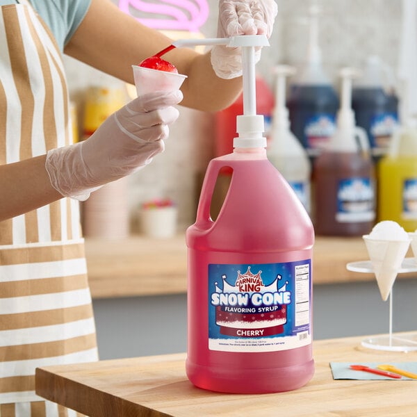 Carnival King 1 Gallon Cherry Snow Cone Syrup - 4/Case