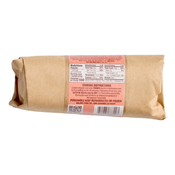 Clara's Kitchen Bacon Breakfast Burrito 8 oz. - 12/Case