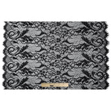 Re-Embroidered Lace with Scalloped Eyelash Edges 23" - Black Leaves