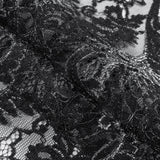 Re-Embroidered Lace with Scalloped Eyelash Edges 23" - Black Leaves