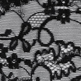 Re-Embroidered Lace with Scalloped Eyelash Edges 23" - Black Leaves