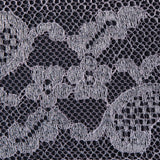 Lace with Scalloped Eyelash Edges - Rose and Metallic Silver Striped Floral