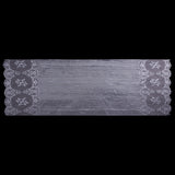 Lace with Scalloped Eyelash Edges - Rose and Metallic Silver Striped Floral