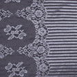 Lace with Scalloped Eyelash Edges - Rose and Metallic Silver Striped Floral