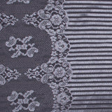 Lace with Scalloped Eyelash Edges - Rose and Metallic Silver Striped Floral