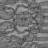 Lace with Scalloped Eyelash Edges - Black and Metallic Silver Striped Floral