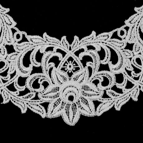 White Floral Lace Neck Applique - 10"