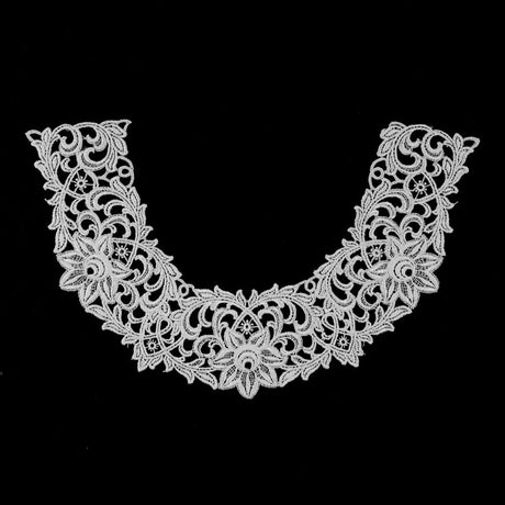 White Floral Lace Neck Applique - 10"