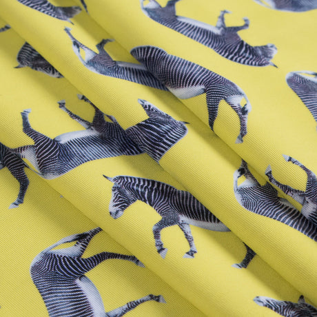 Compression Swimwear Tricot, UV Protective with Aloe Vera Microcapsules - Yellow Zebras - Caye Collection