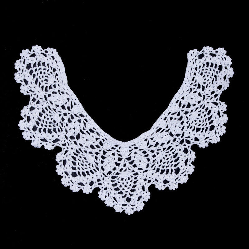 White Cotton Crochet Neck Applique - 8"