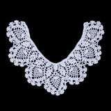 White Cotton Crochet Neck Applique - 8"