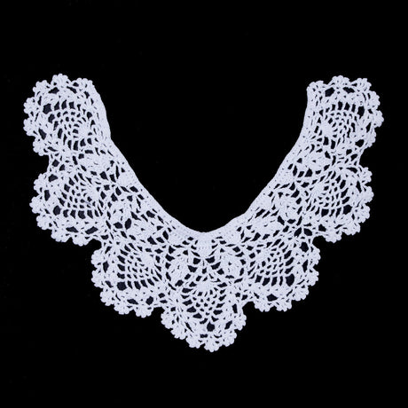 White Cotton Crochet Neck Applique - 8"