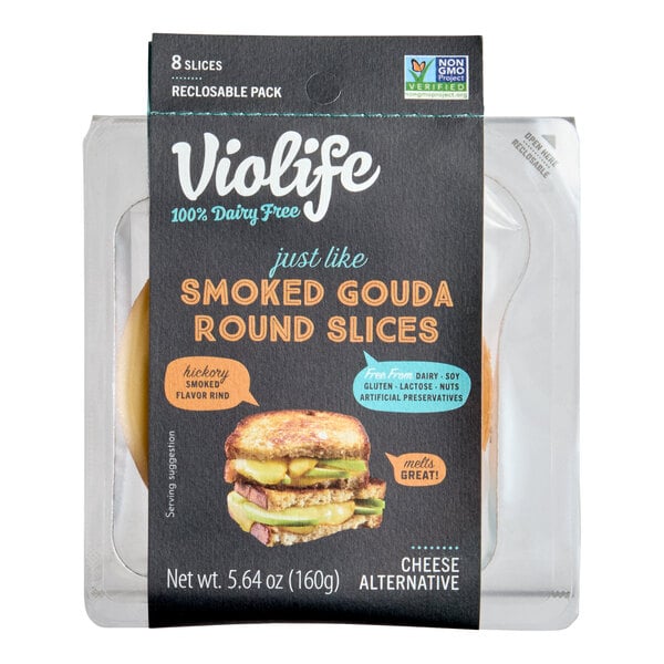 Violife Just Like Smoked Gouda Vegan Cheese Slices 5.64 oz. - 8/Case