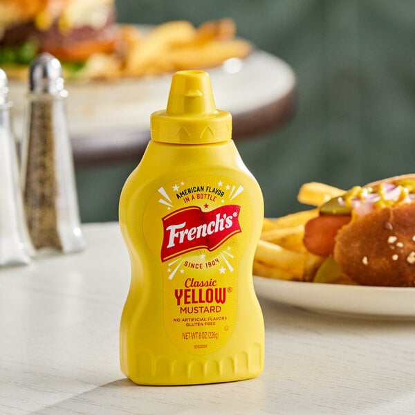 French's Classic Yellow Mustard Squeeze Bottle 8 oz. - 12/Case
