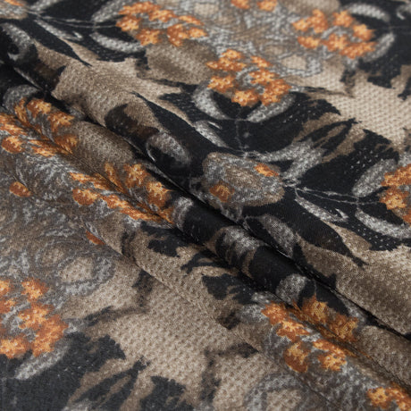 Beige Kaleidoscopic Printed Polyester Chiffon
