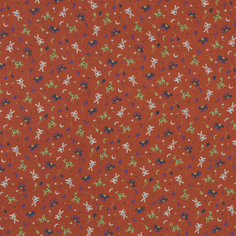 Rocking Horses, Balloons, Giraffes and more Printed on an Orange Chiffon