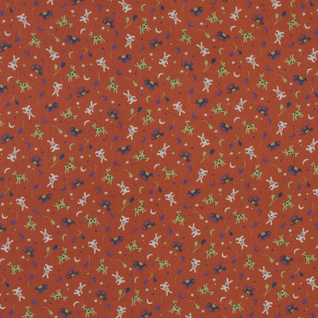 Rocking Horses, Balloons, Giraffes and more Printed on an Orange Chiffon