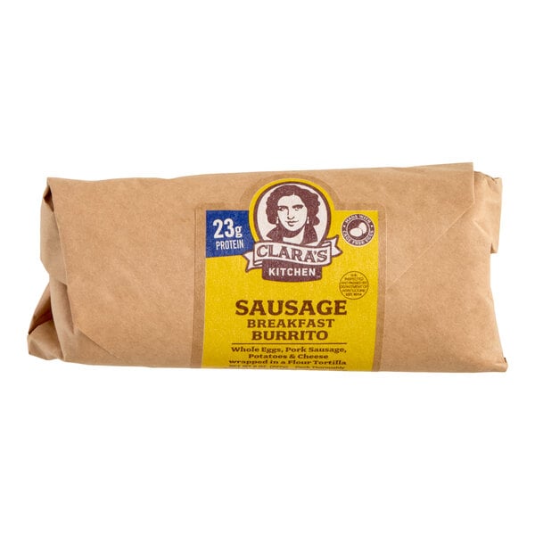 Clara's Kitchen Sausage Breakfast Burrito 8 oz. - 12/Case