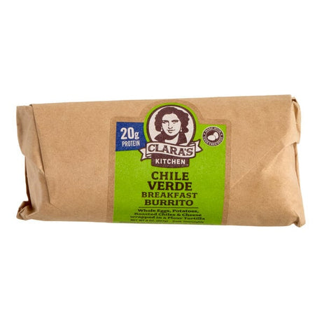 Clara's Kitchen Chile Verde Breakfast Burrito 8 oz. - 12/Case