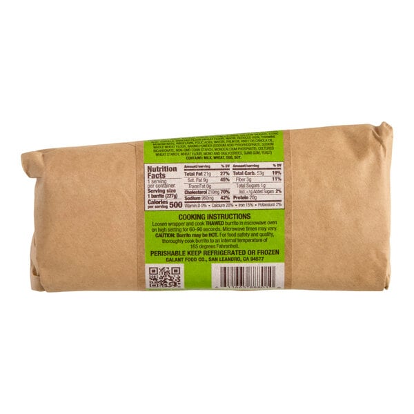 Clara's Kitchen Chile Verde Breakfast Burrito 8 oz. - 12/Case