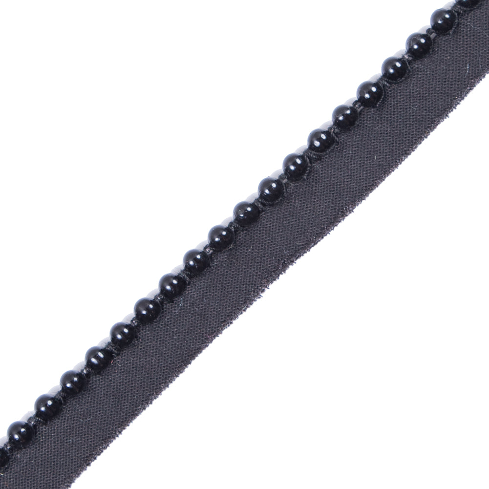 Black Beaded Trim with Lip - 1/2"