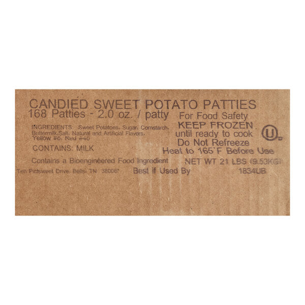 Pictsweet IQF Sweet Potato Patties 21 lb.