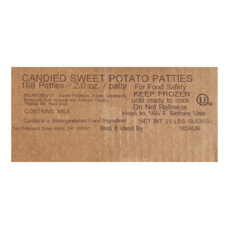 Pictsweet IQF Sweet Potato Patties 21 lb.