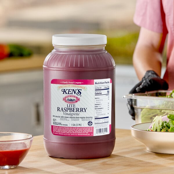 Ken's Foods 1 Gallon Lite Raspberry Vinaigrette Dressing - 4/Case