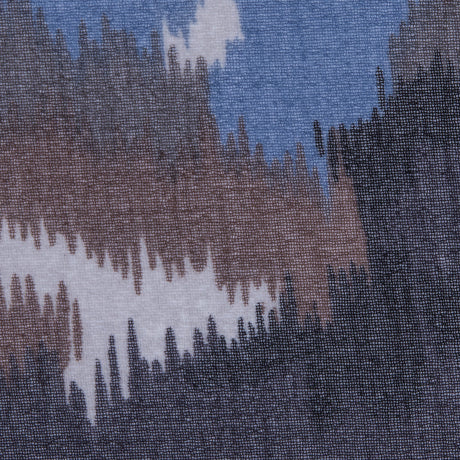 Blue/Brown Abstract Printed Polyester Chiffon