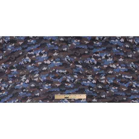 Blue/Brown Abstract Printed Polyester Chiffon