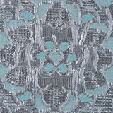 Turquoise/Silver Metallic Floral Brocade