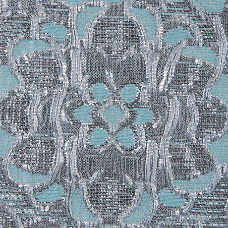Turquoise/Silver Metallic Floral Brocade