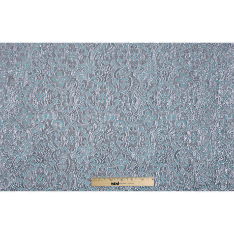 Turquoise/Silver Metallic Floral Brocade