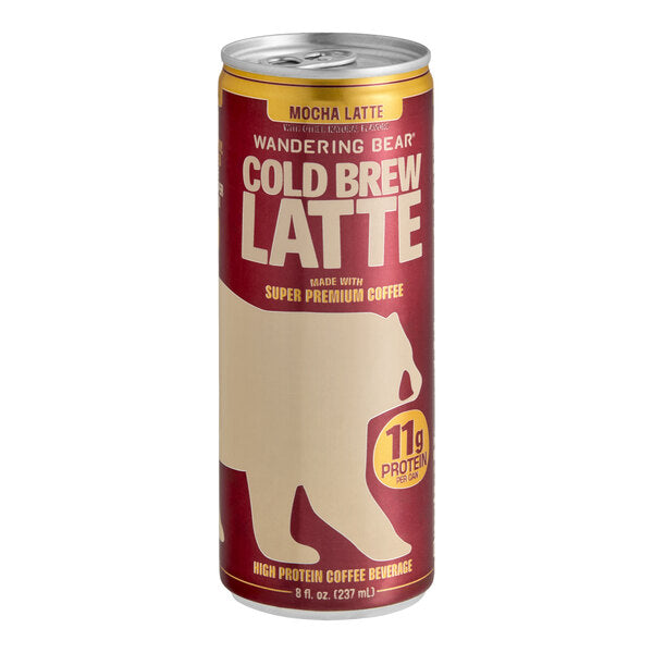 Wandering Bear Mocha Latte High Protein Cold Brew Coffee 8 fl. oz. - 12/Case