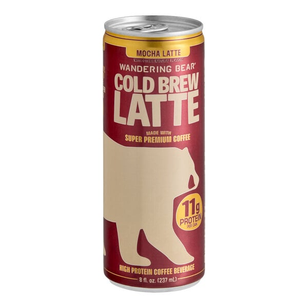 Wandering Bear Mocha Latte High Protein Cold Brew Coffee 8 fl. oz. - 12/Case