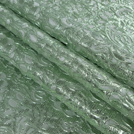 Mint Metallic Floral Brocade
