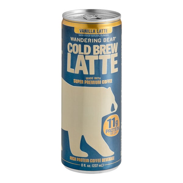 Wandering Bear Vanilla Latte High Protein Cold Brew Coffee 8 fl. oz. - 12/Case
