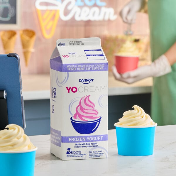 Dannon YoCream Low-Fat New York Cheesecake Frozen Yogurt Mix 0.5 Gallon - 6/Case