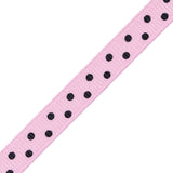 Pink Grosgrain Ribbon with Black Polka Dots - 0.375"