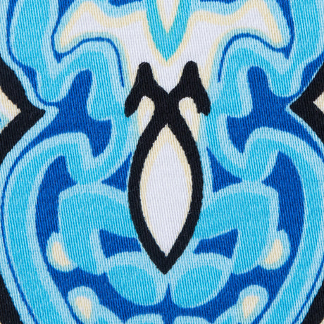 Blue Atoll/Dazzling Blue/White Abstract Stretch Cotton Sateen