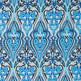 Blue Atoll/Dazzling Blue/White Abstract Stretch Cotton Sateen
