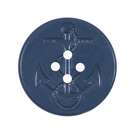 Blue Embossed Anchor Button - 50L/32mm