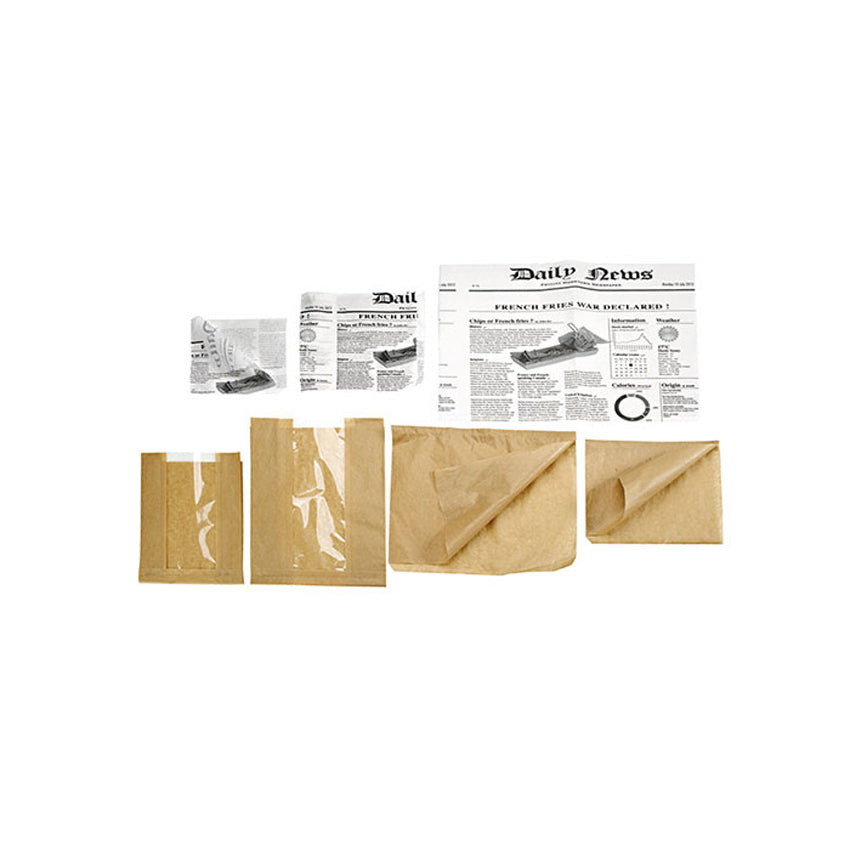 Packnwood White Greaseproof Newspaper Print Paper, 10.6" x 13.8", Case of 1000