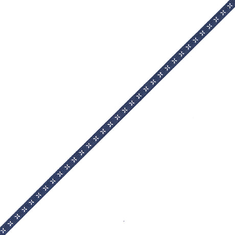 Navy and White Stitched Grosgrain Ribbon - 0.25"