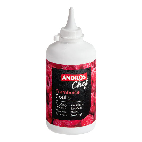 Andros Chef Raspberry Coulis Squeeze Bottle 1.1 lb. - 6/Case