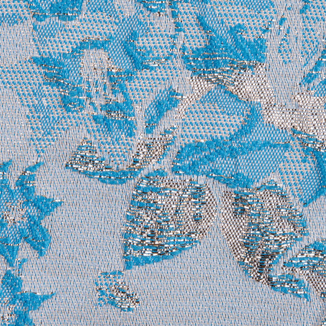 Metallic Pale Gold/Blue Floral Brocade