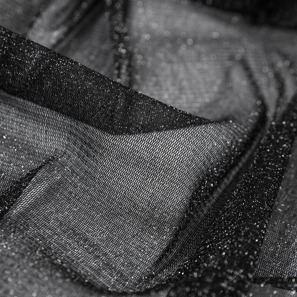 Italian Black Stretch Metallic Mesh