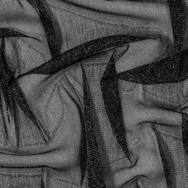 Italian Black Stretch Metallic Mesh