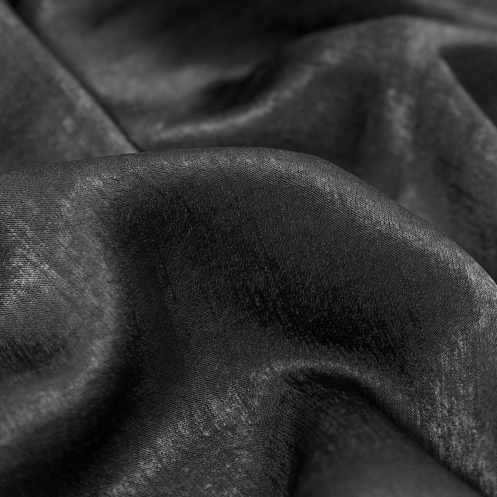 Italian Black Dyed Washed Polyester Dobby